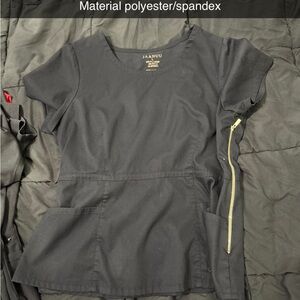 Jaanuu Black Scrub Top with Gold Zipper